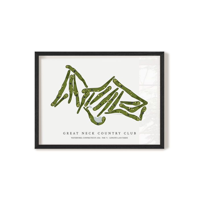 Great Neck Country Club | Golf Course Map | Black Frame