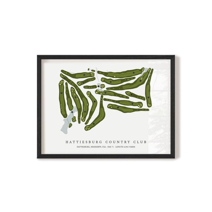 Hattiesburg Country Club | Golf Course Map | Black Frame