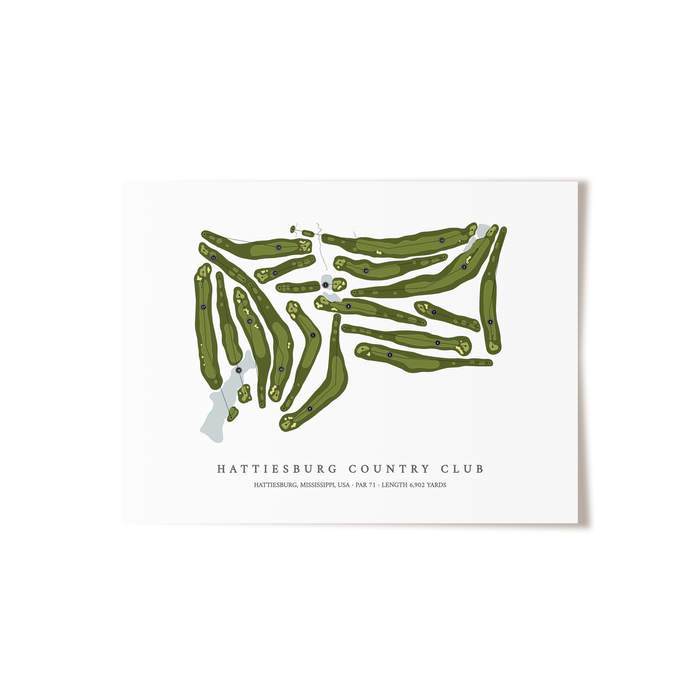 Hattiesburg Country Club | Golf Course Map | Unframed