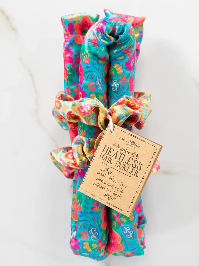 Heatless Hair Curler - Teal Floral-view 1