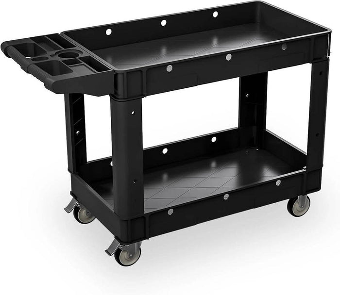 Heavy Duty Utility Cart with 2 Shelves, 550 lb Capacity, 360 Degree Swivel Wheels for Garage Warehouse Use