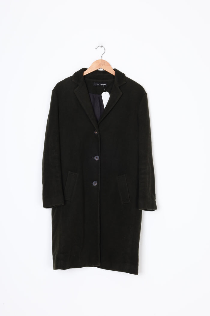 Helen Cherry Womens Green Coat Size S