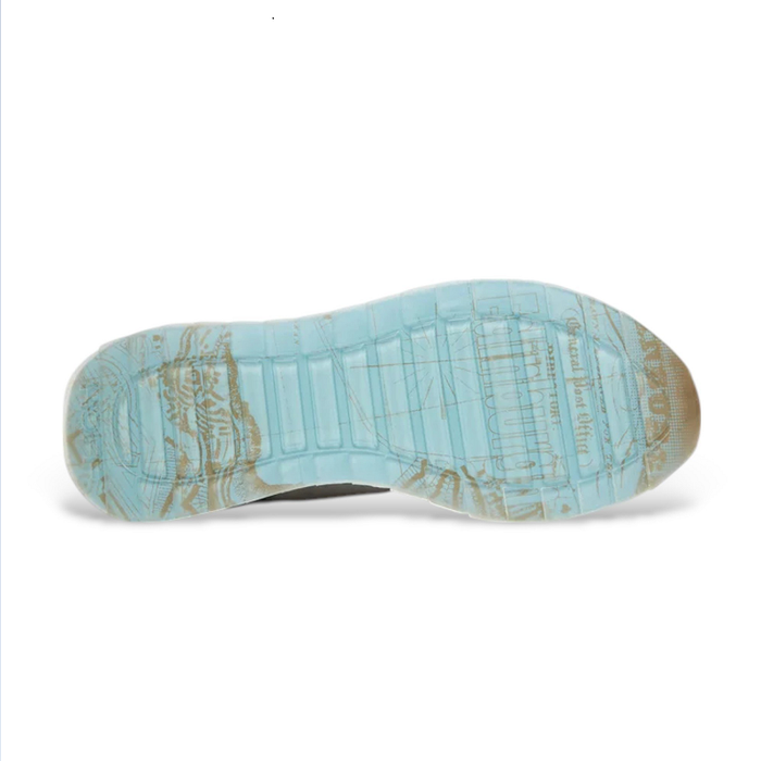 Sneaker outsole, light blue patterned rubber tread