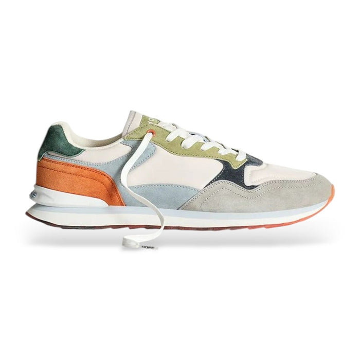 Men's multicolor leather sneakers with white laces and side logo