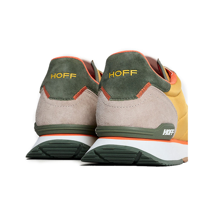 Men's multicolor sneakers from heel side, showing green HOFF branding