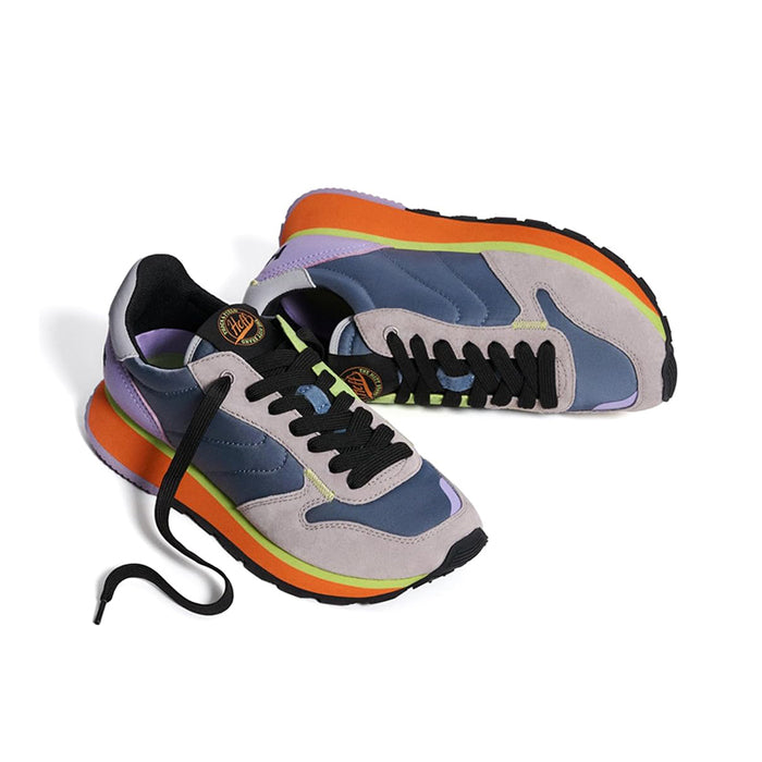 Women’s HOFF PHAISTOS sneakers, blue and gray panels with black laces, rainbow sole