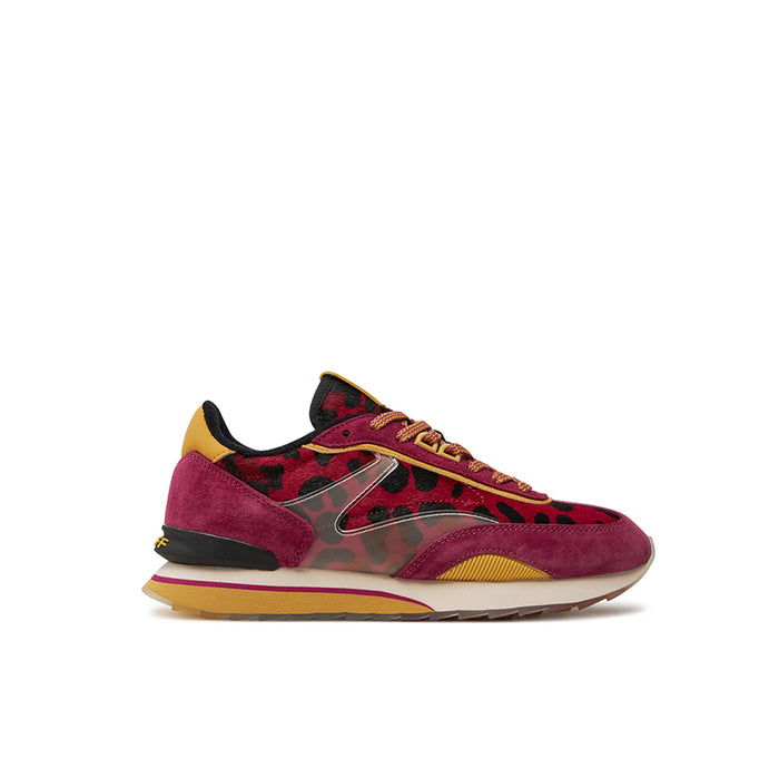 Multicolor lace-up sneaker with patterned side panel and chunky sole
