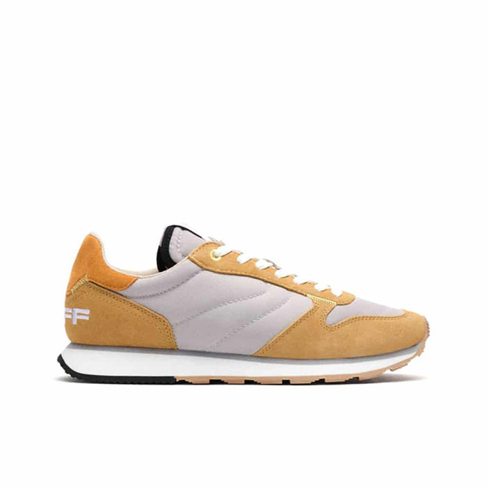 Women's Hoff sneakers, tan suede and light gray uppers with white laces