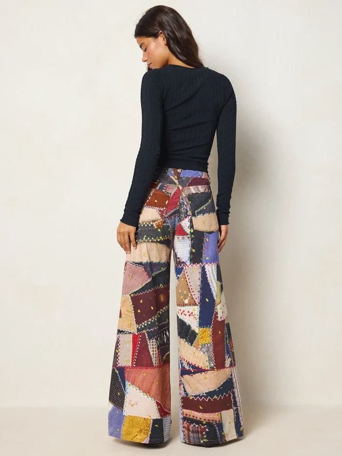 Hudson Wide-Leg Cotton Jeans - Brimfield Patchwork Multi-view 4