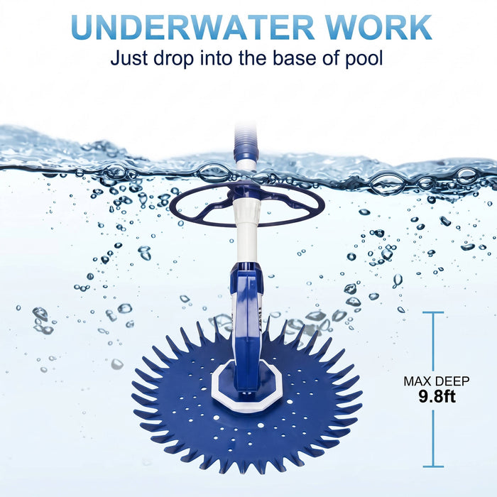 In Ground Automatic Swimming Pool Vacuum Cleaner Hover Climb Wall w/ 10 Hose Set