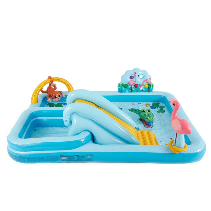 Inflatable Jungle Adventure Kiddie Pool with Sprayer, 96 x 78 x 28 Inch Kids Play Center
