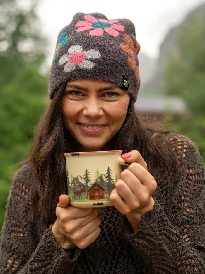 Intarsia Beanie - Charcoal Daisy-view 2