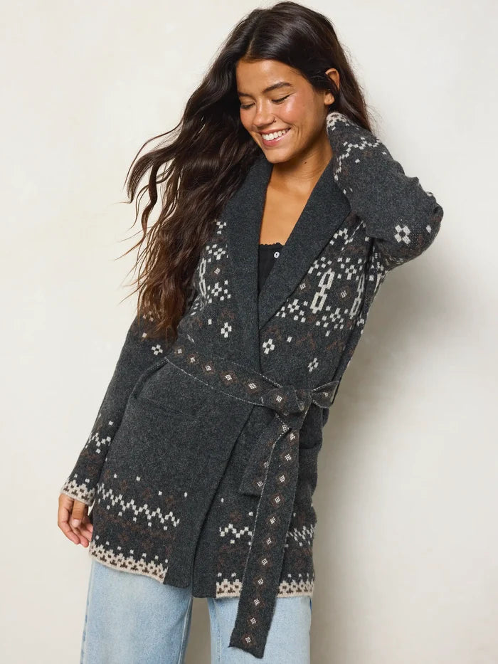 Intarsia Sweater Coat - Nordic Charcoal-view 2