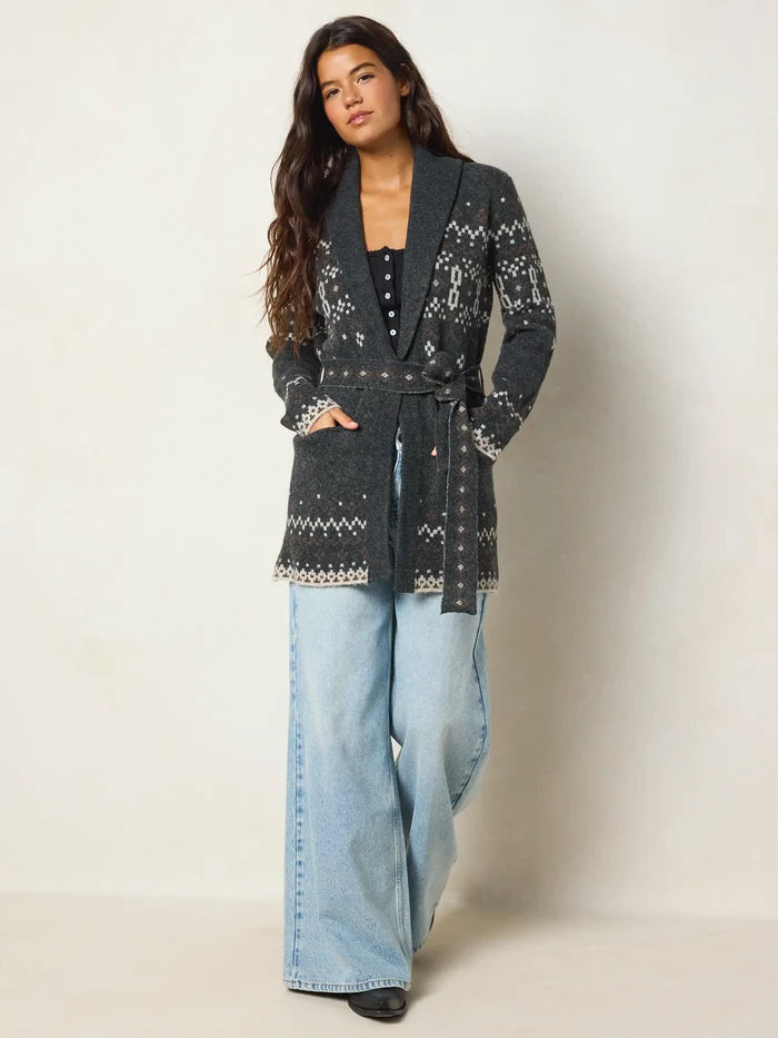 Intarsia Sweater Coat - Nordic Charcoal-view 3
