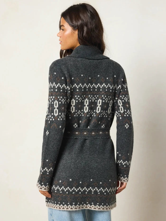 Intarsia Sweater Coat - Nordic Charcoal-view 6