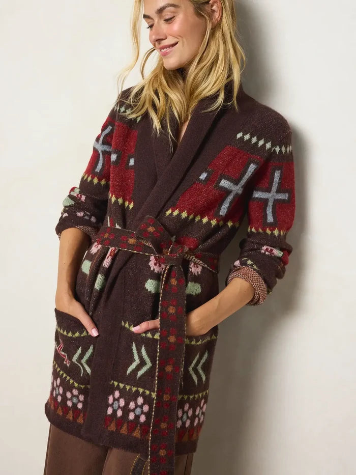 Intarsia Sweater Coat - Westward Ranch Brown-view 2