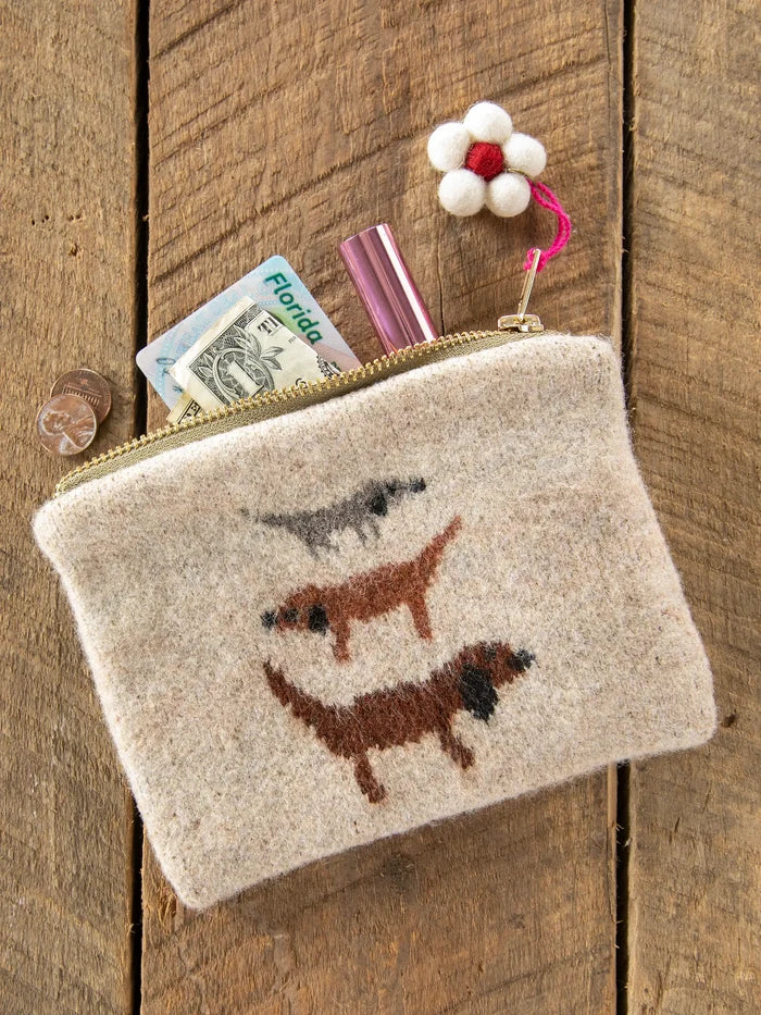 Intarsia Sweater Pouch - Tan Dog-view 1