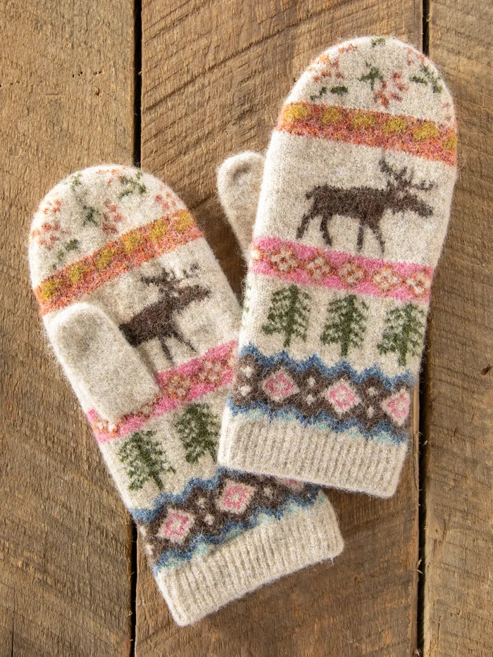 Jacquard Mittens - Moose-view 1