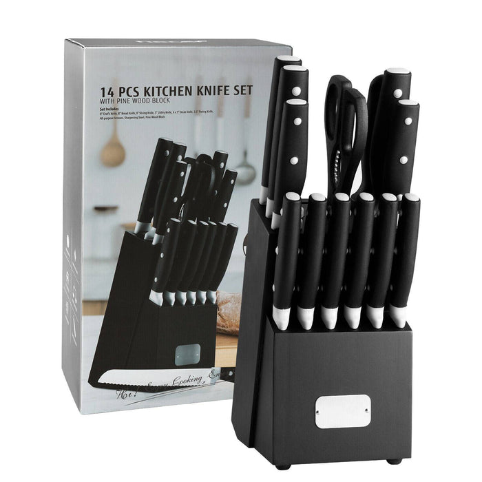 Knife Block with Knives and Sharpener