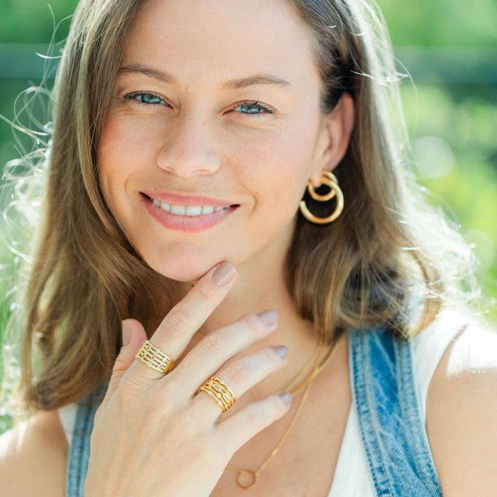 Layered Statement Ring: Gold