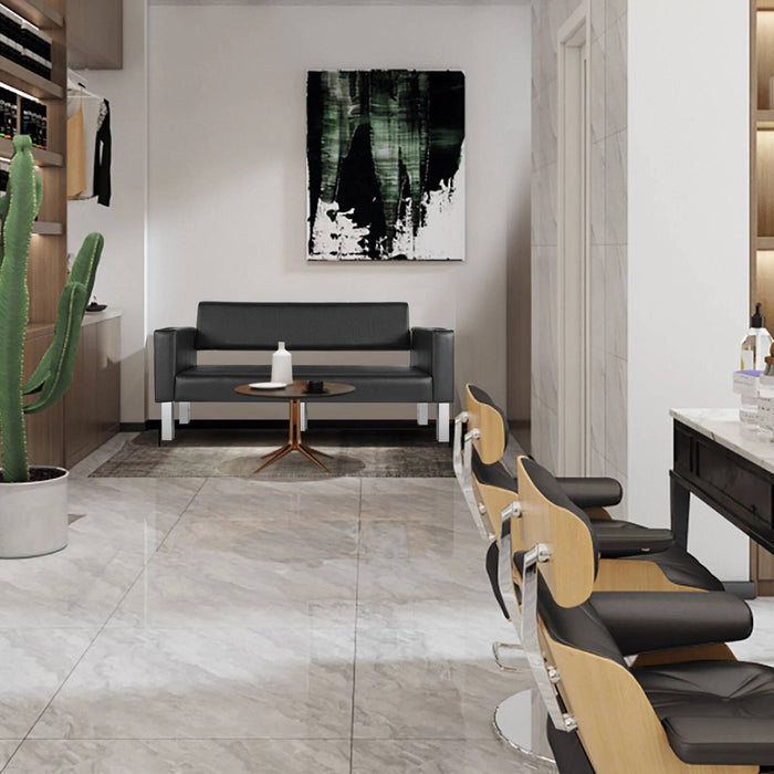 Leather Waiting Bench For Office Salon Barbershop