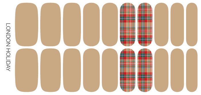 London Holiday | Beige with Plaid Accent Winter Nail Wraps