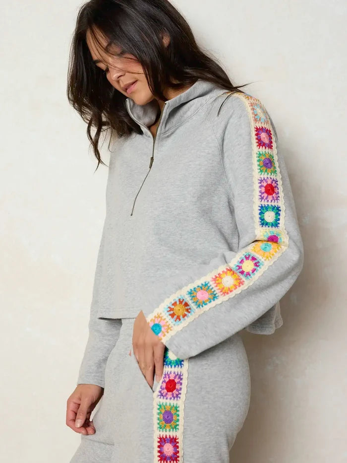 Lyvie Trim Sweatshirt - Heather Grey-view 2