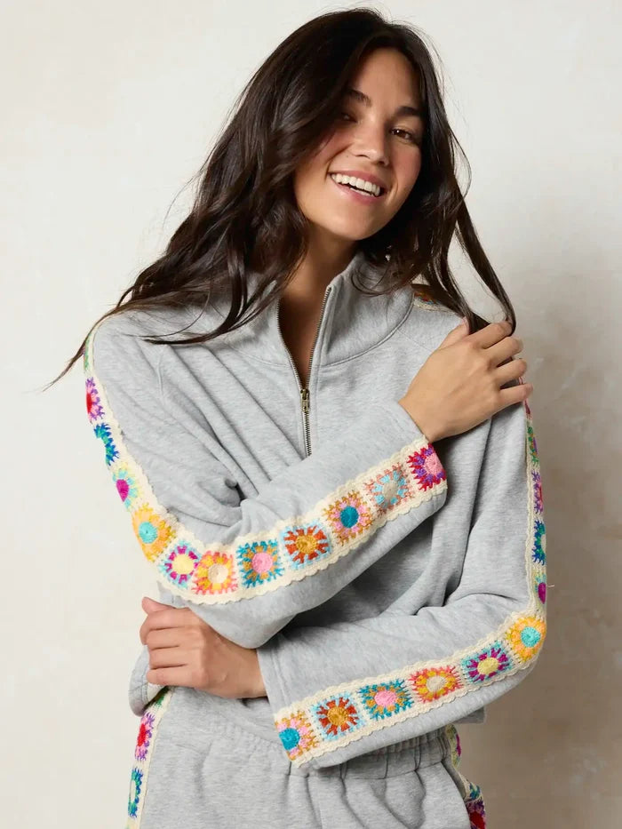 Lyvie Trim Sweatshirt - Heather Grey-view 4