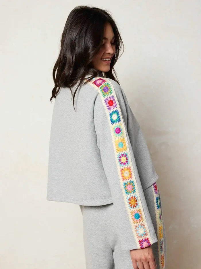 Lyvie Trim Sweatshirt - Heather Grey-view 5