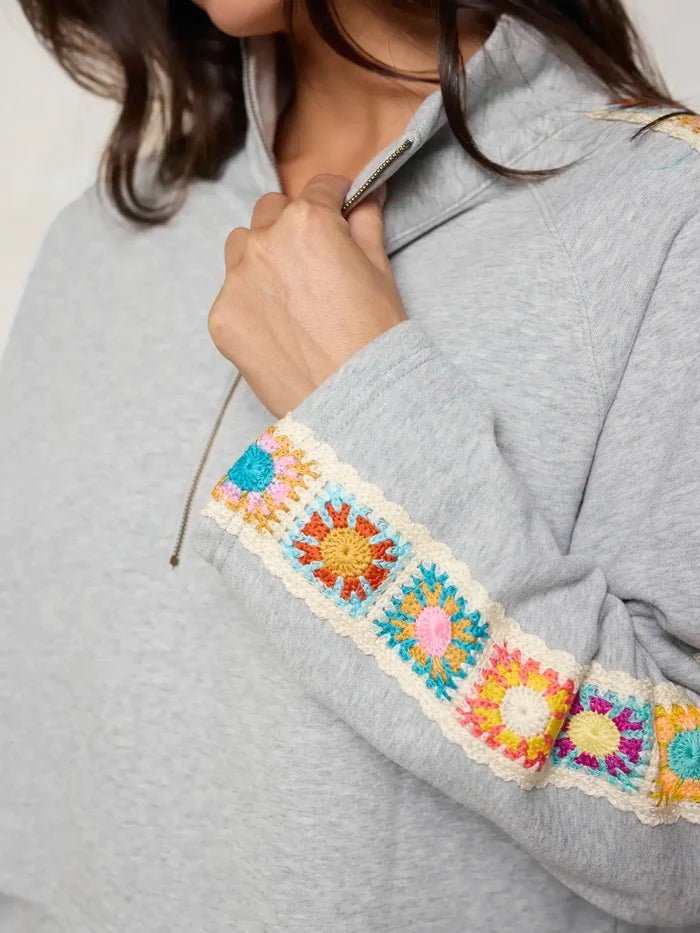 Lyvie Trim Sweatshirt - Heather Grey-view 6