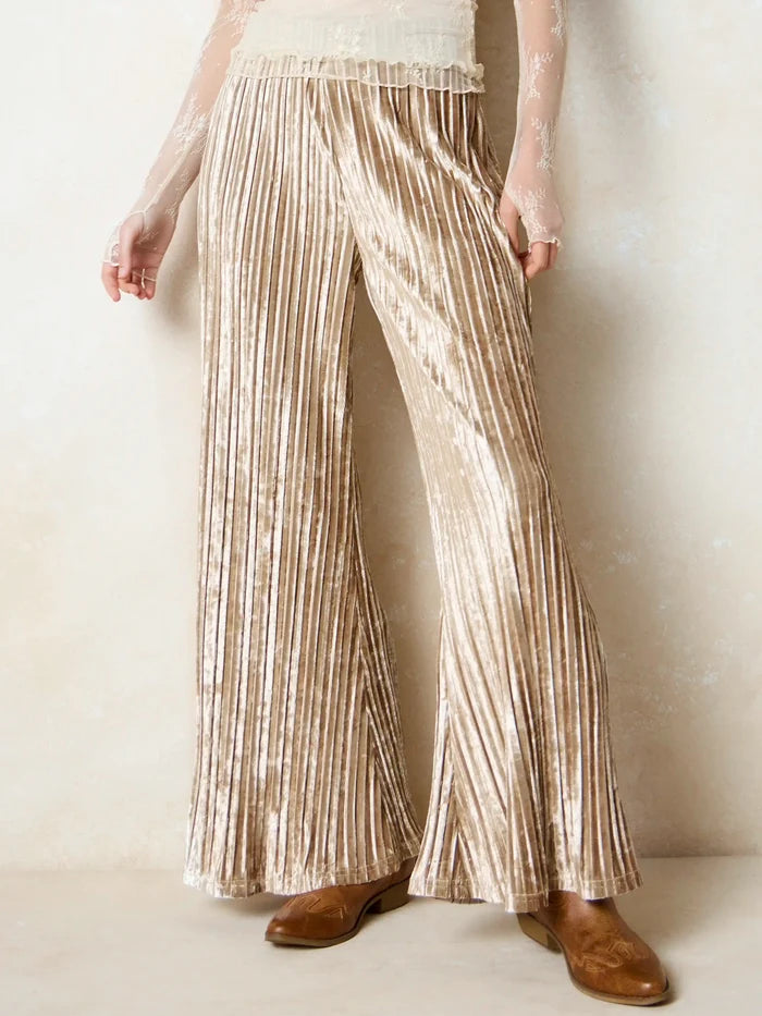 Magic Hour Velvet Pant - Champagne-view 1