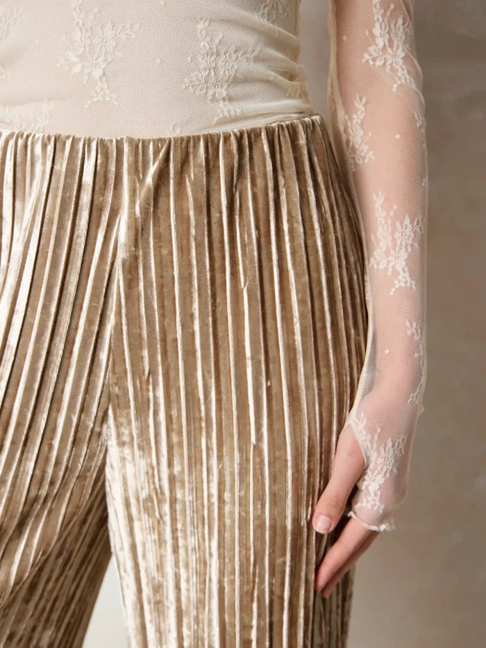 Magic Hour Velvet Pant - Champagne-view 4