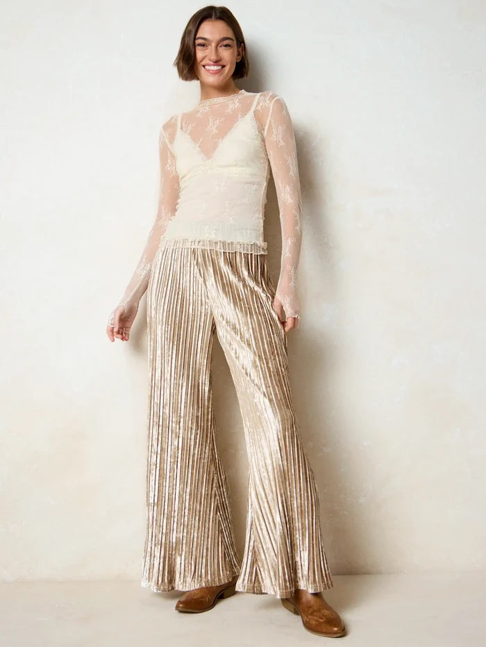 Magic Hour Velvet Pant - Champagne-view 6