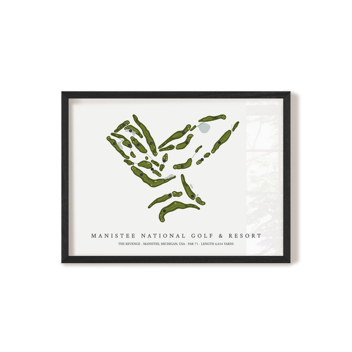 Manistee National Golf & Resort - The Revenge | Golf Course Map | Black Frame