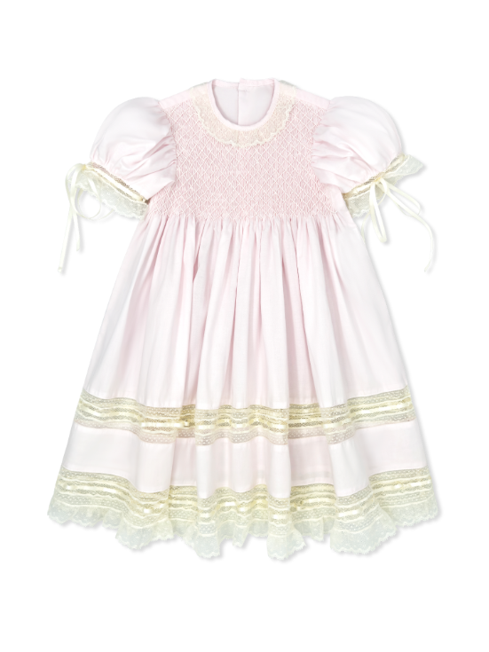 Margaret Dress/Spring Pink, Ecru