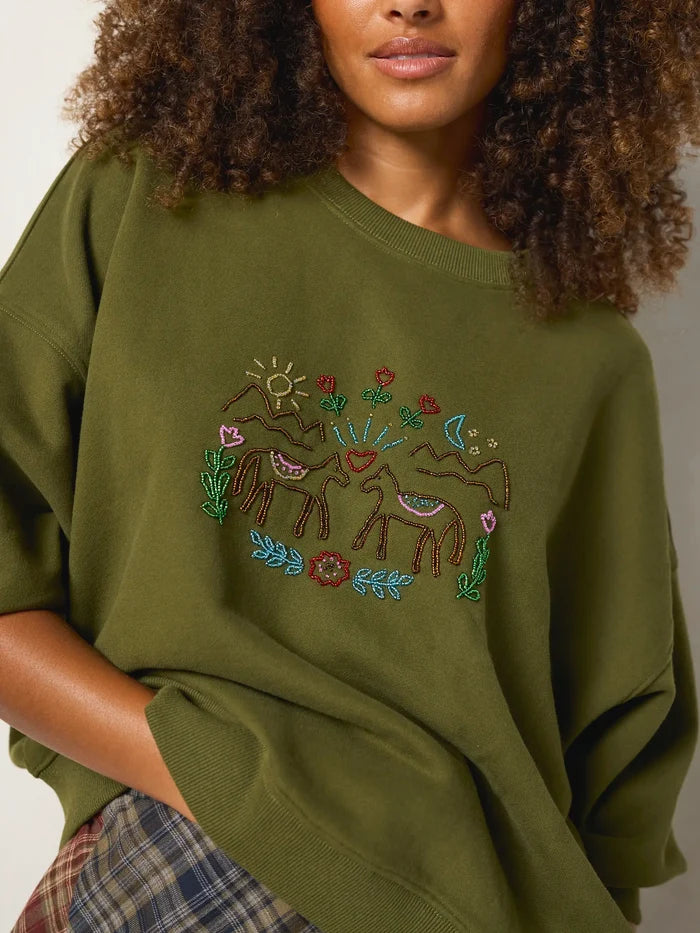 Marlowe Beaded Sweatshirt - Horses-view 1