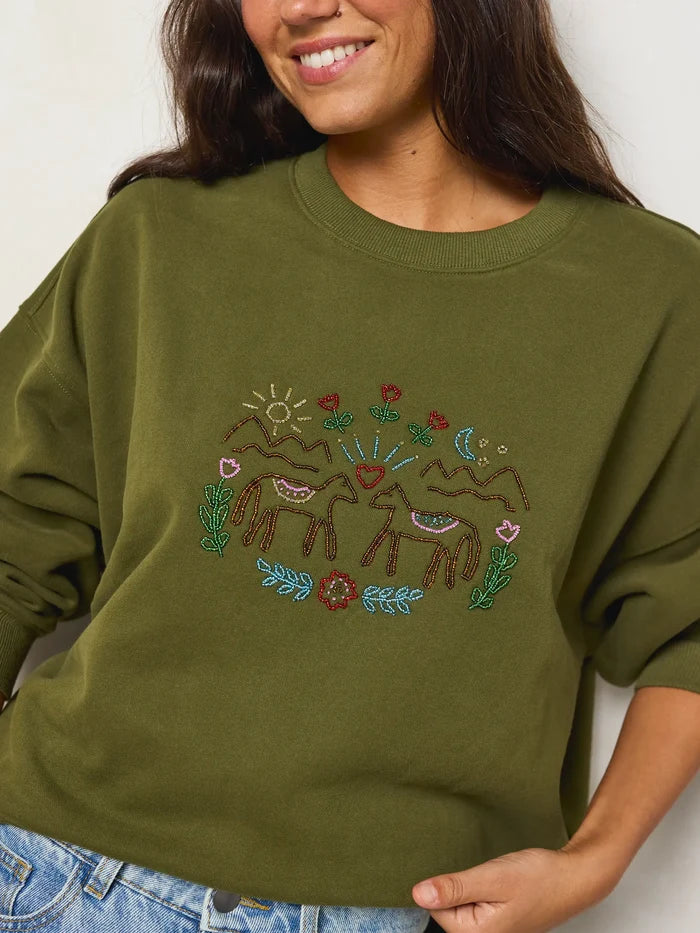 Marlowe Beaded Sweatshirt - Horses-view 4
