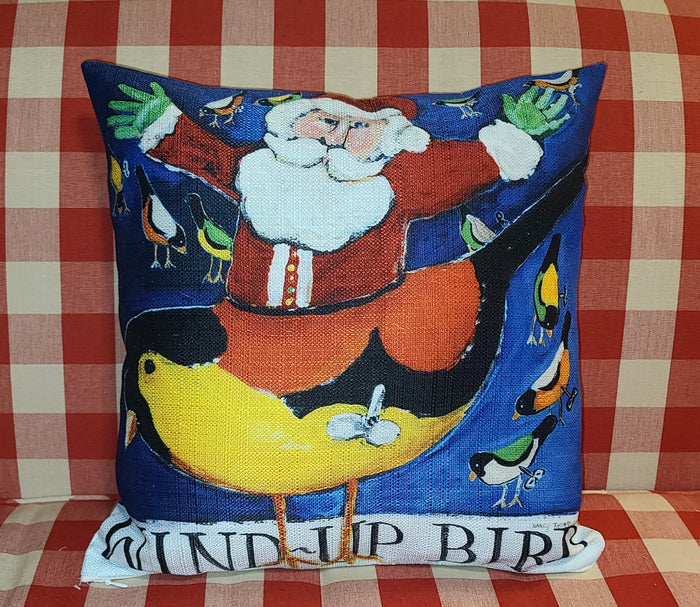 NANCY THOMAS PILLOWS - Santas - Wind-Up Bird