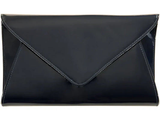 Navy Glossy Patent Large Clutch Bag