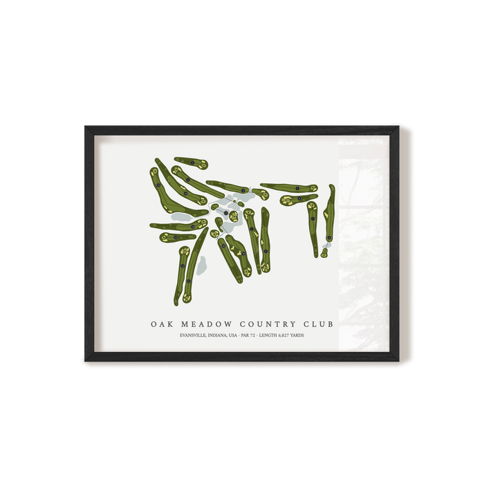 Oak Meadow Country Club | Golf Course Map | Black Frame