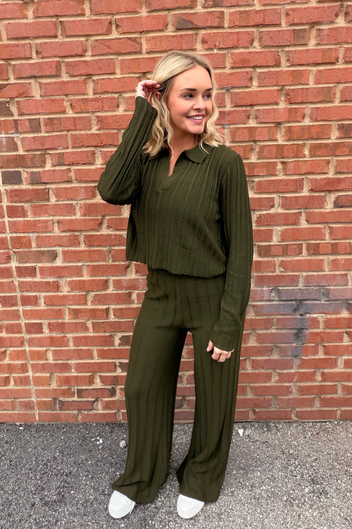 Olive You Ribbed Pant