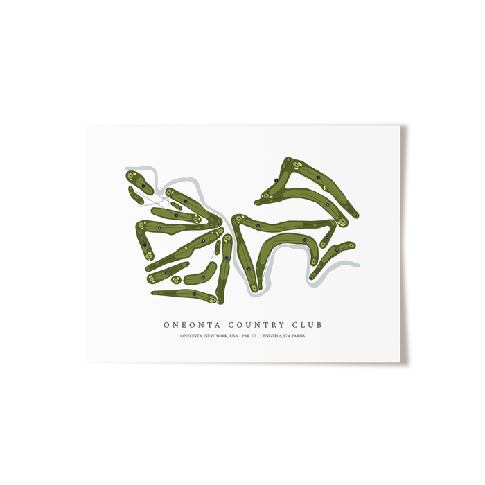 Oneonta Country Club | Golf Course Map | Unframed