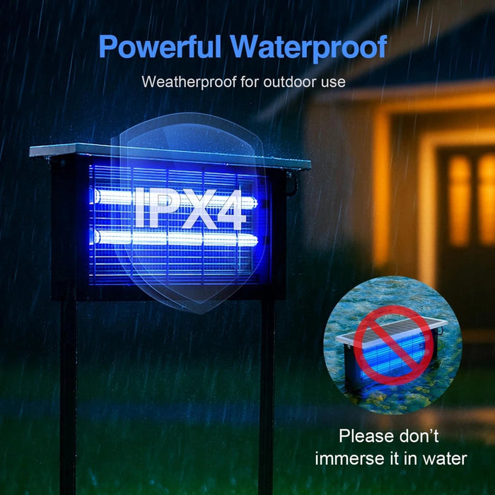 Outdoor Solar Bug Zapper, Powerful Waterproof Mosquito Killer for Patios, Gardens & Backyards