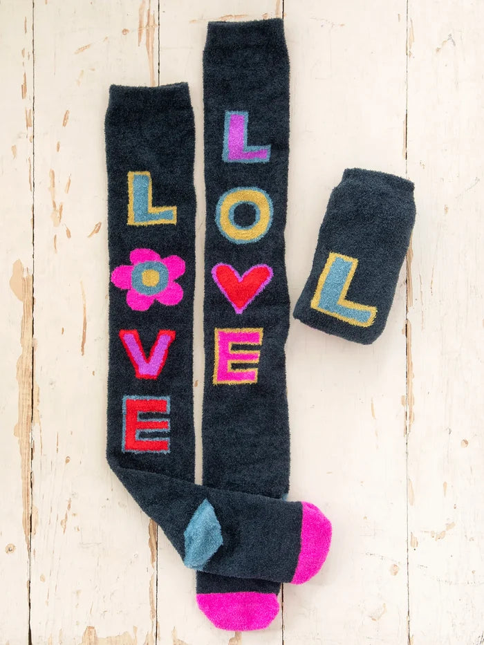 Over-the-Knee Cozy Socks - Navy Love-view 2