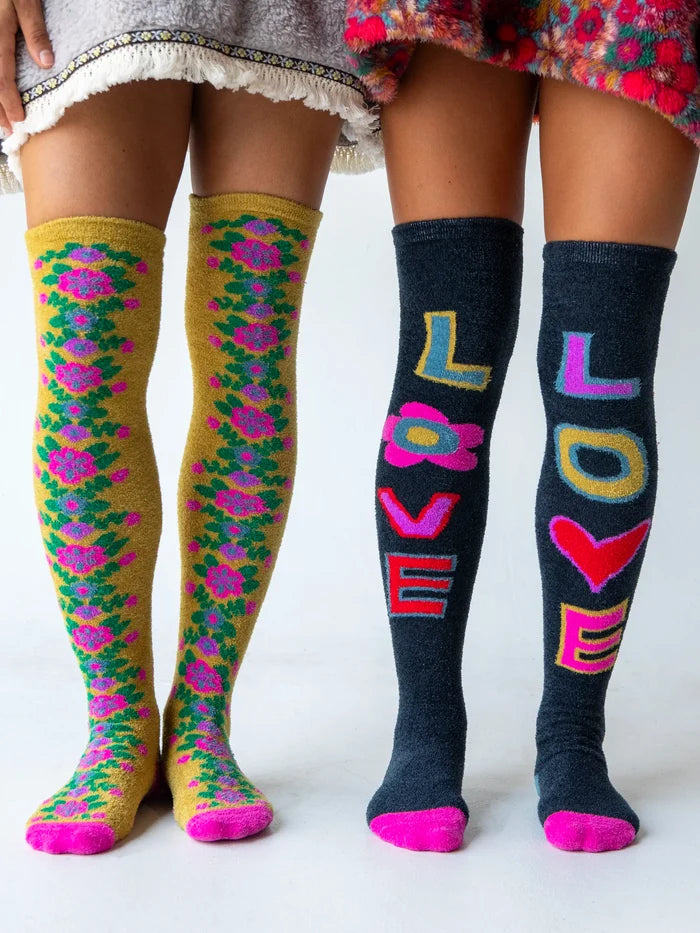 Over-the-Knee Cozy Socks - Navy Love-view 4