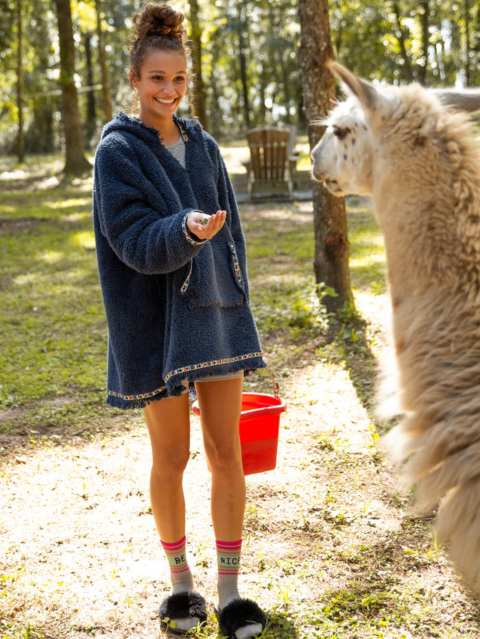Oversized Blanket Hoodie - Navy-view 1