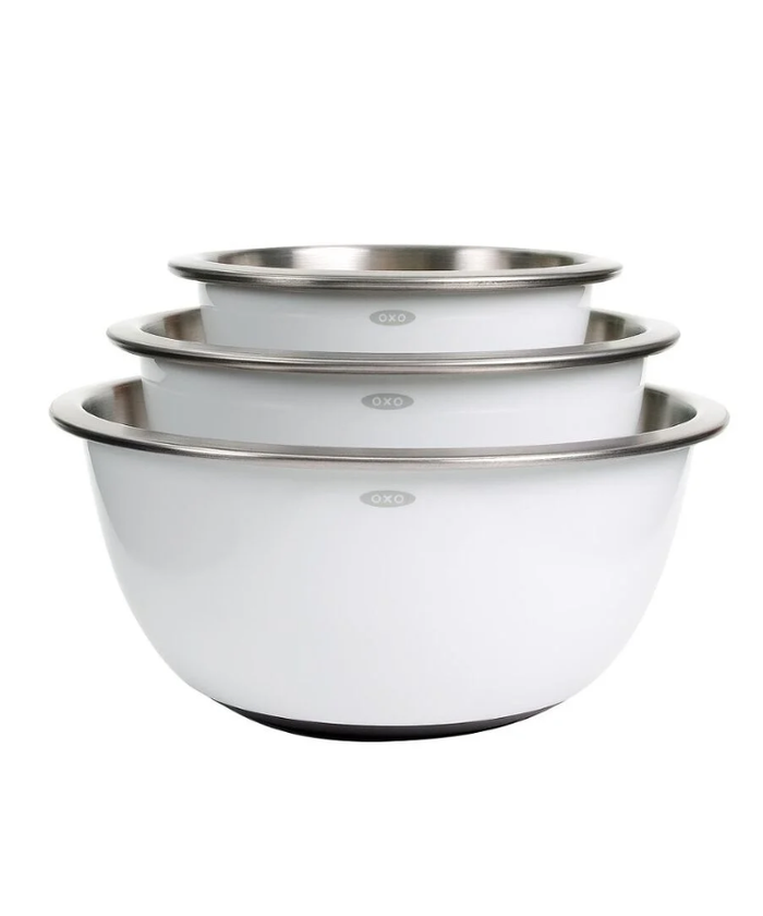OXO 3pc Stainless Steel Mixing Bowl Set, White