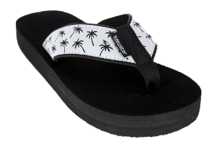 Palm Tree Black and White Flip Flops sz 10