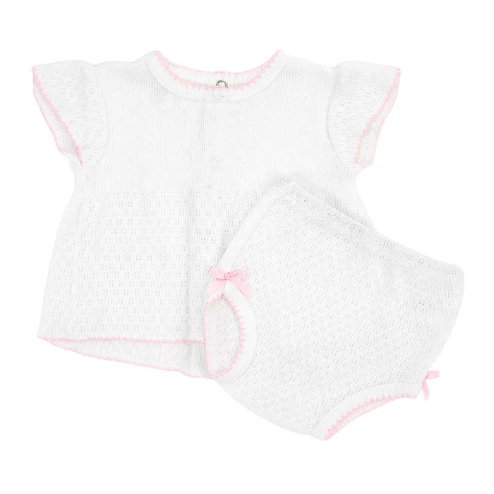 Paty Inc. White Diaper Set with Pink Bow