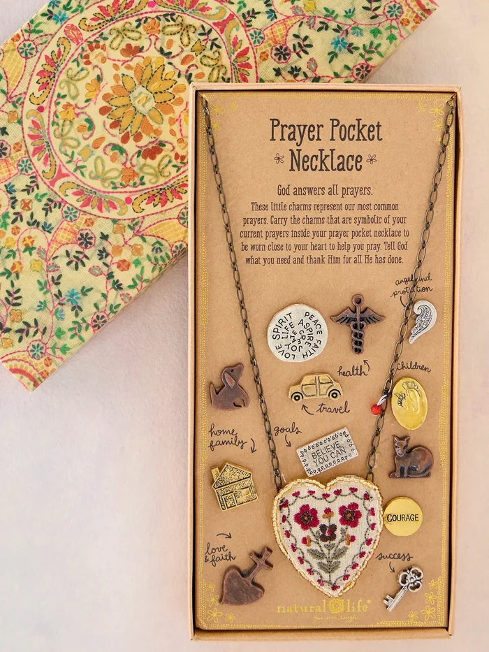 Prayer Pocket Charm Necklace - Beige Heart-view 1